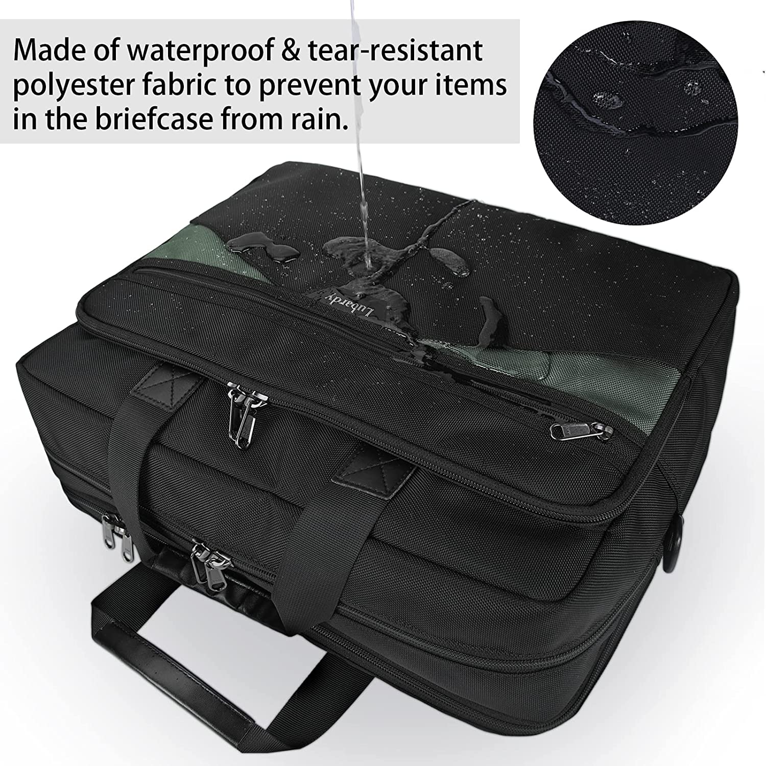 Laptop Bag 17.3 Inch Laptop Briefcase Large Laptop Case Waterproof Business Computer Bag Adjustable Shoulder Messenger Bag for Men Women, Black - Image 5